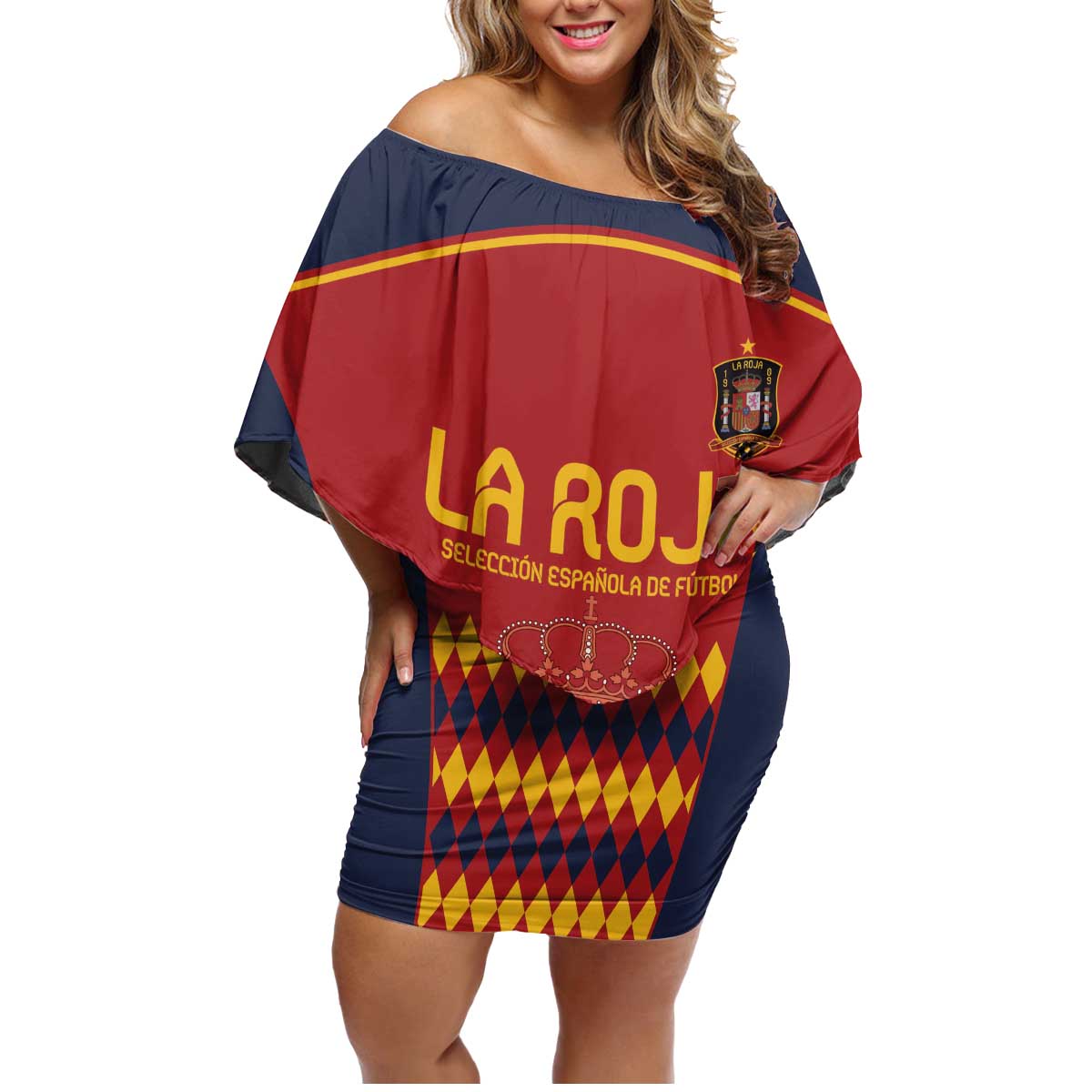 Custom Spain Football Family Matching Off Shoulder Short Dress and Hawaiian Shirt Come on La Roja LT9 - Wonder Print Shop
