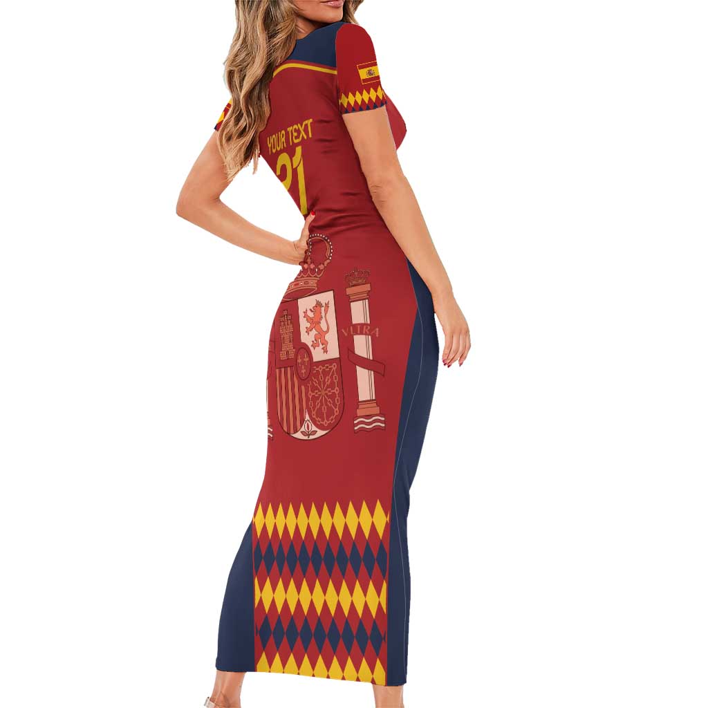 Custom Spain Football Family Matching Short Sleeve Bodycon Dress and Hawaiian Shirt Come on La Roja - Wonder Print Shop