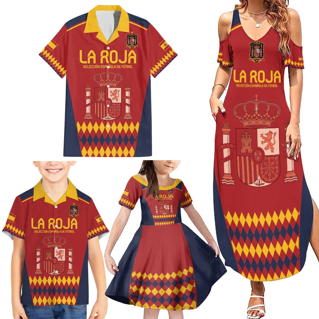 Custom Spain Football Family Matching Summer Maxi Dress and Hawaiian Shirt Come on La Roja - Wonder Print Shop