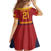 Custom Spain Football Kid Short Sleeve Dress Come on La Roja - Wonder Print Shop