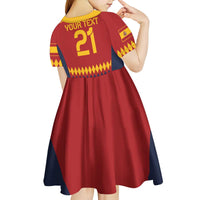 Custom Spain Football Kid Short Sleeve Dress Come on La Roja - Wonder Print Shop