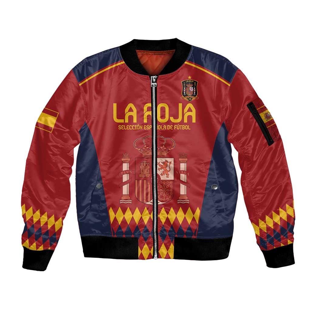 Custom Spain Football Sleeve Zip Bomber Jacket Come on La Roja - Wonder Print Shop