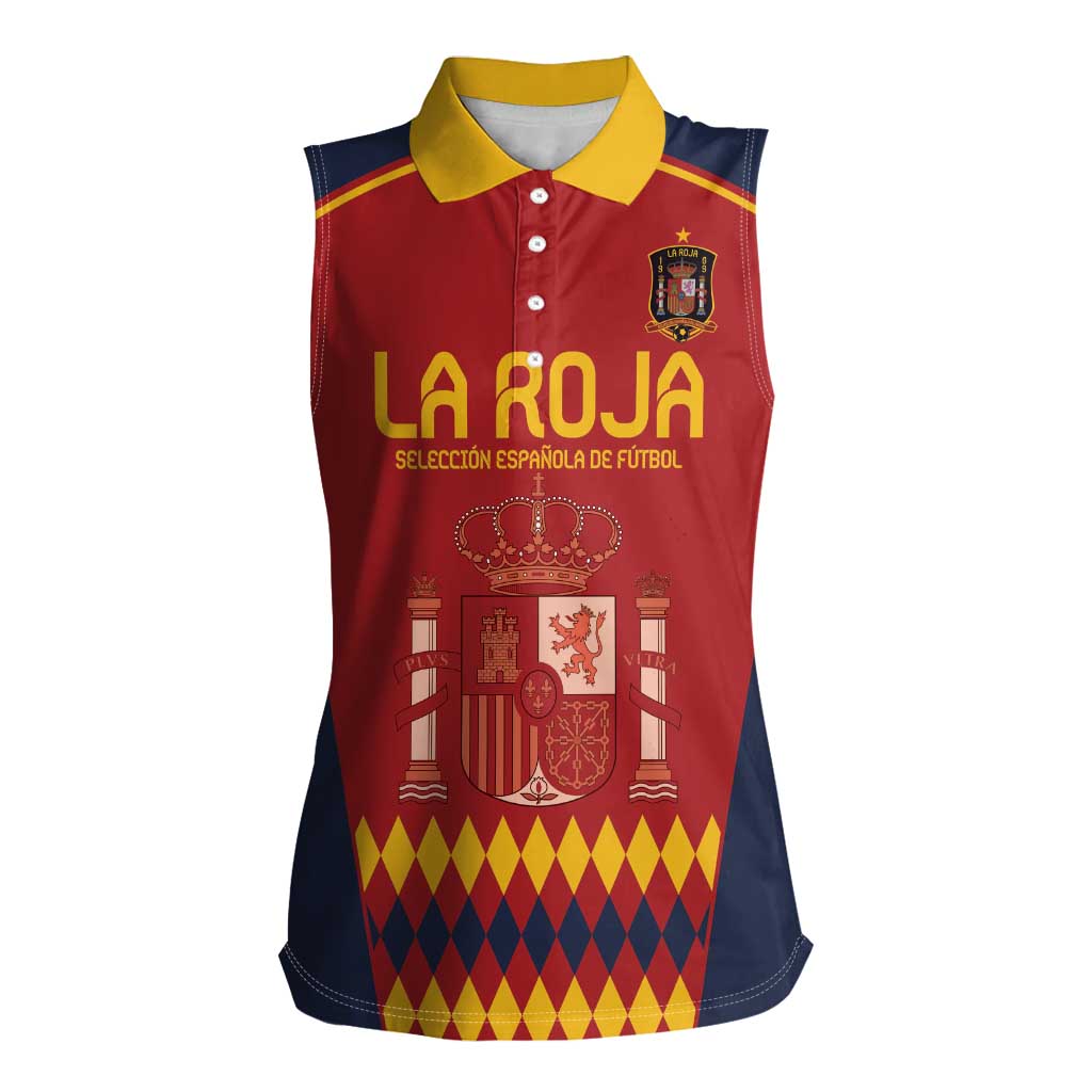 Custom Spain Football Women Sleeveless Polo Shirt Come on La Roja - Wonder Print Shop