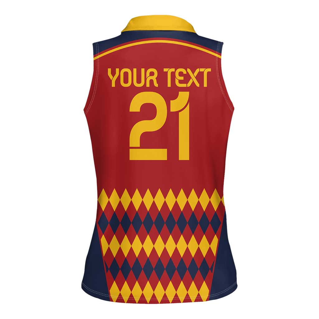 Custom Spain Football Women Sleeveless Polo Shirt Come on La Roja - Wonder Print Shop