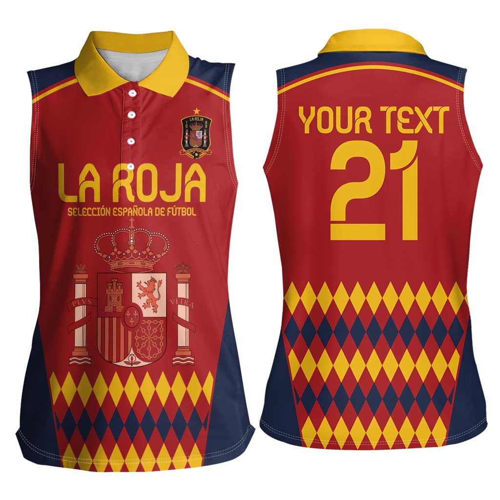 Custom Spain Football Women Sleeveless Polo Shirt Come on La Roja - Wonder Print Shop