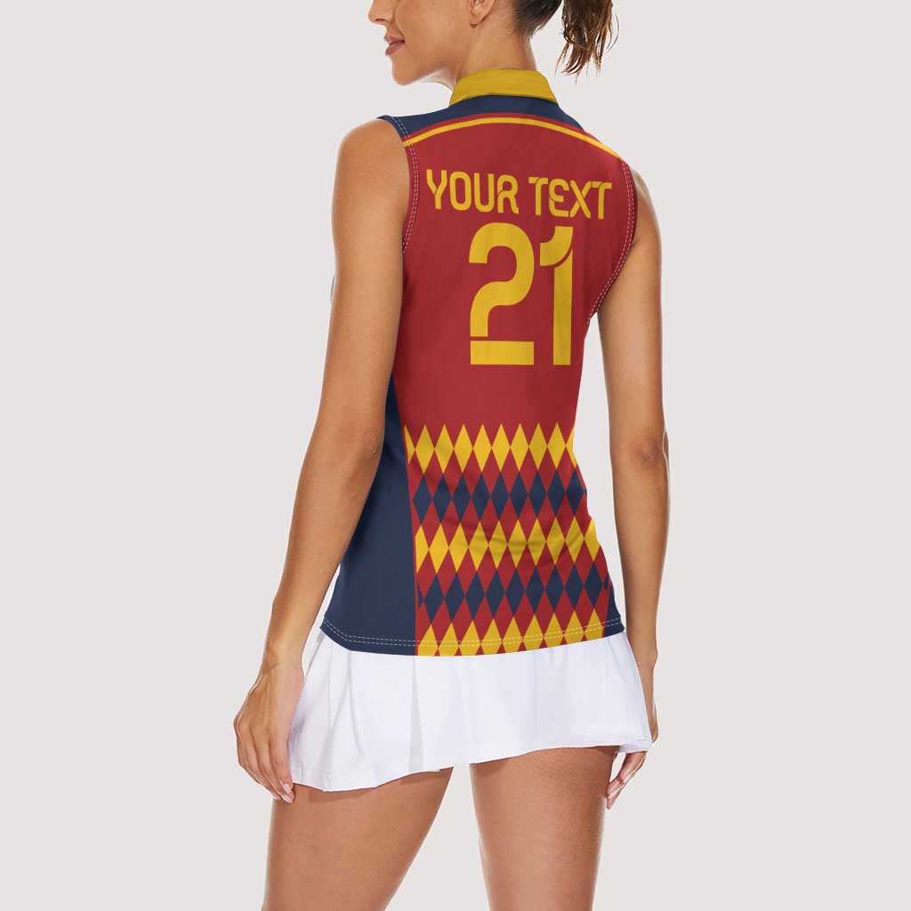 Custom Spain Football Women Sleeveless Polo Shirt Come on La Roja - Wonder Print Shop