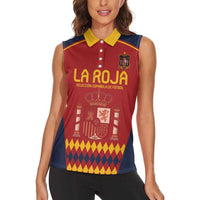 Custom Spain Football Women Sleeveless Polo Shirt Come on La Roja - Wonder Print Shop