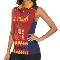 Custom Spain Football Women Sleeveless Polo Shirt Come on La Roja - Wonder Print Shop
