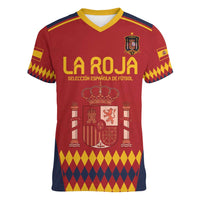 Custom Spain Football Women V-Neck T-Shirt Come on La Roja - Wonder Print Shop