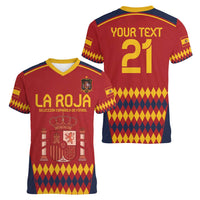 Custom Spain Football Women V-Neck T-Shirt Come on La Roja - Wonder Print Shop