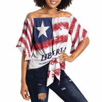 Personalized Liberia Lone Star Flag Off Shoulder Wrap Waist Top