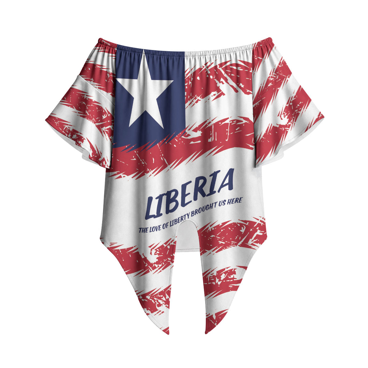 Personalized Liberia Lone Star Flag Off Shoulder Wrap Waist Top