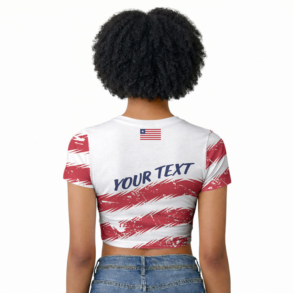 Personalized Liberia Lone Star Flag Raglan Cropped T shirt