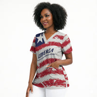 Personalized Liberia Lone Star Flag Scrub Top