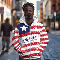 Personalized Liberia Lone Star Flag Zip Hoodie