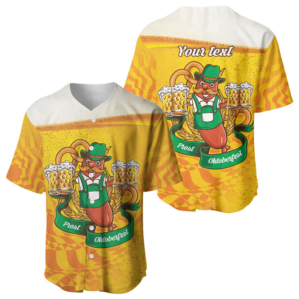 Oktoberfest Bratwurst Hotdog Personalized Baseball Jersey Bavarian Pattern Foam Beer Style