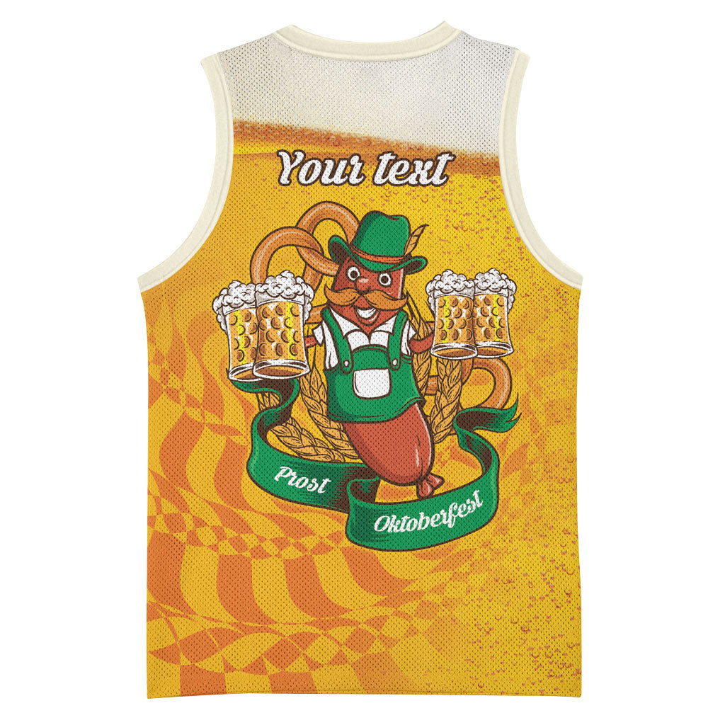 Oktoberfest Bratwurst Hotdog Personalized Basketball Jersey Bavarian Pattern Foam Beer Style