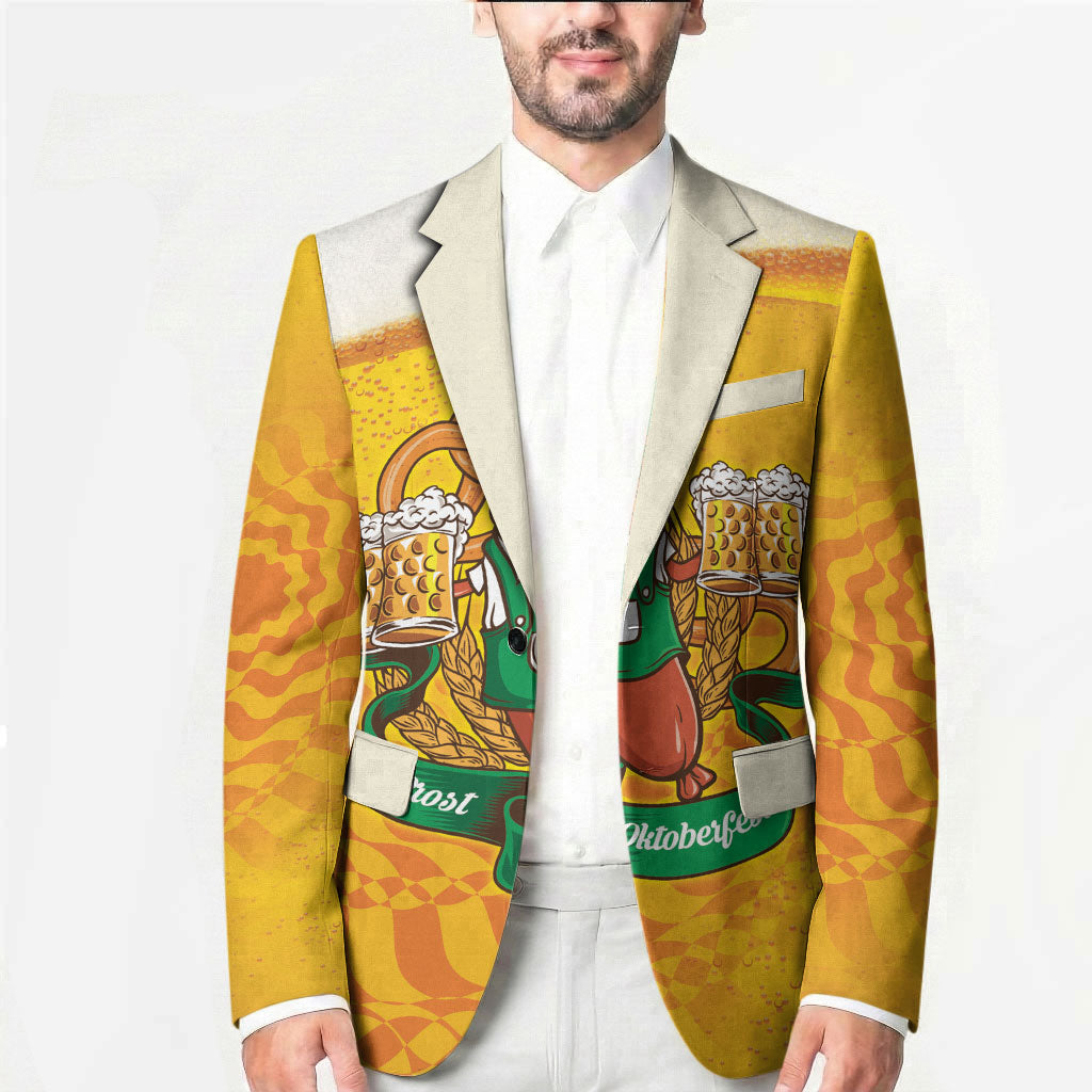 Oktoberfest Bratwurst Hotdog Personalized Blazer Bavarian Pattern Foam Beer Style