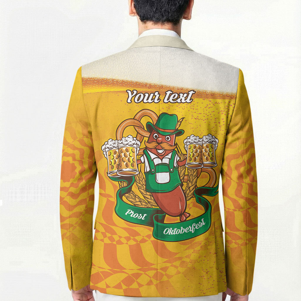 Oktoberfest Bratwurst Hotdog Personalized Blazer Bavarian Pattern Foam Beer Style