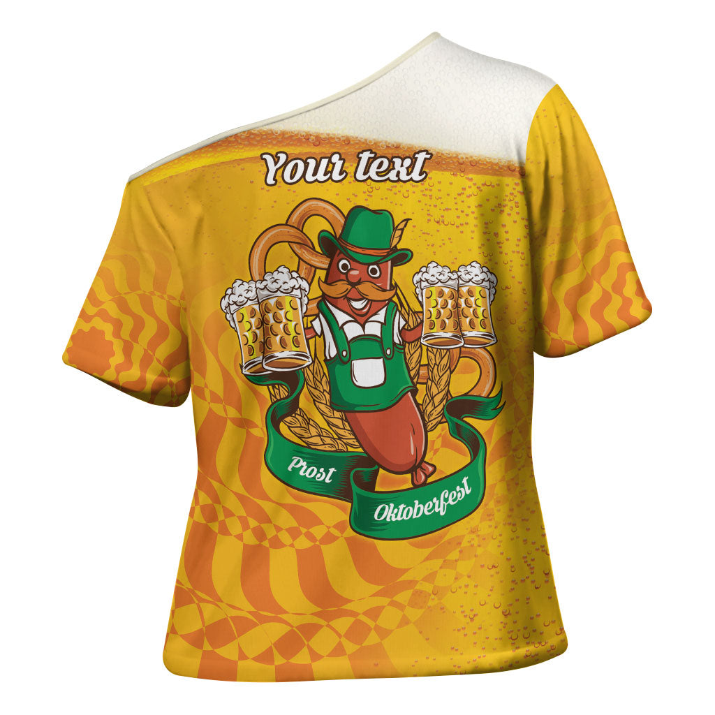 Oktoberfest Bratwurst Hotdog Personalized Cross Shoulder Shirt Bavarian Pattern Foam Beer Style