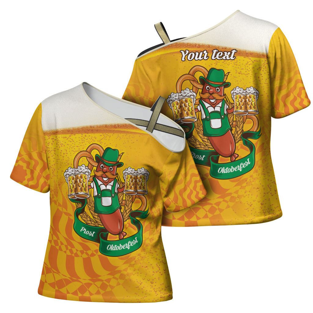 Oktoberfest Bratwurst Hotdog Personalized Cross Shoulder Shirt Bavarian Pattern Foam Beer Style