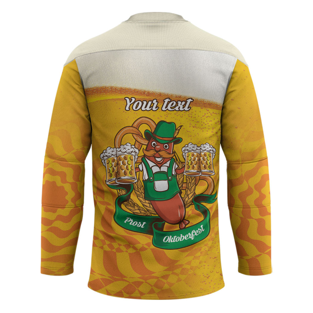 Oktoberfest Bratwurst Hotdog Personalized Hockey Jersey Bavarian Pattern Foam Beer Style