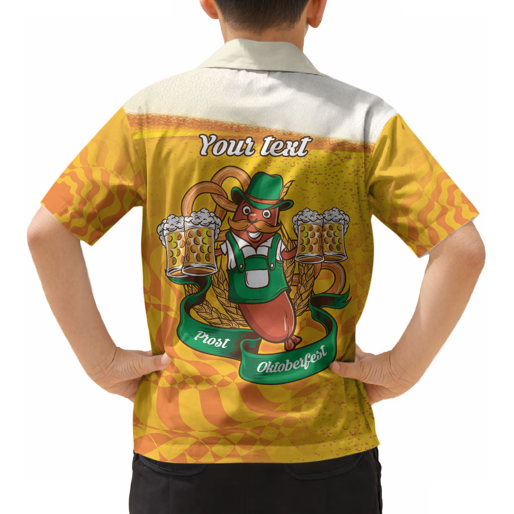 Oktoberfest Bratwurst Hotdog Personalized Kid Hawaiian Shirt Bavarian Pattern Foam Beer Style
