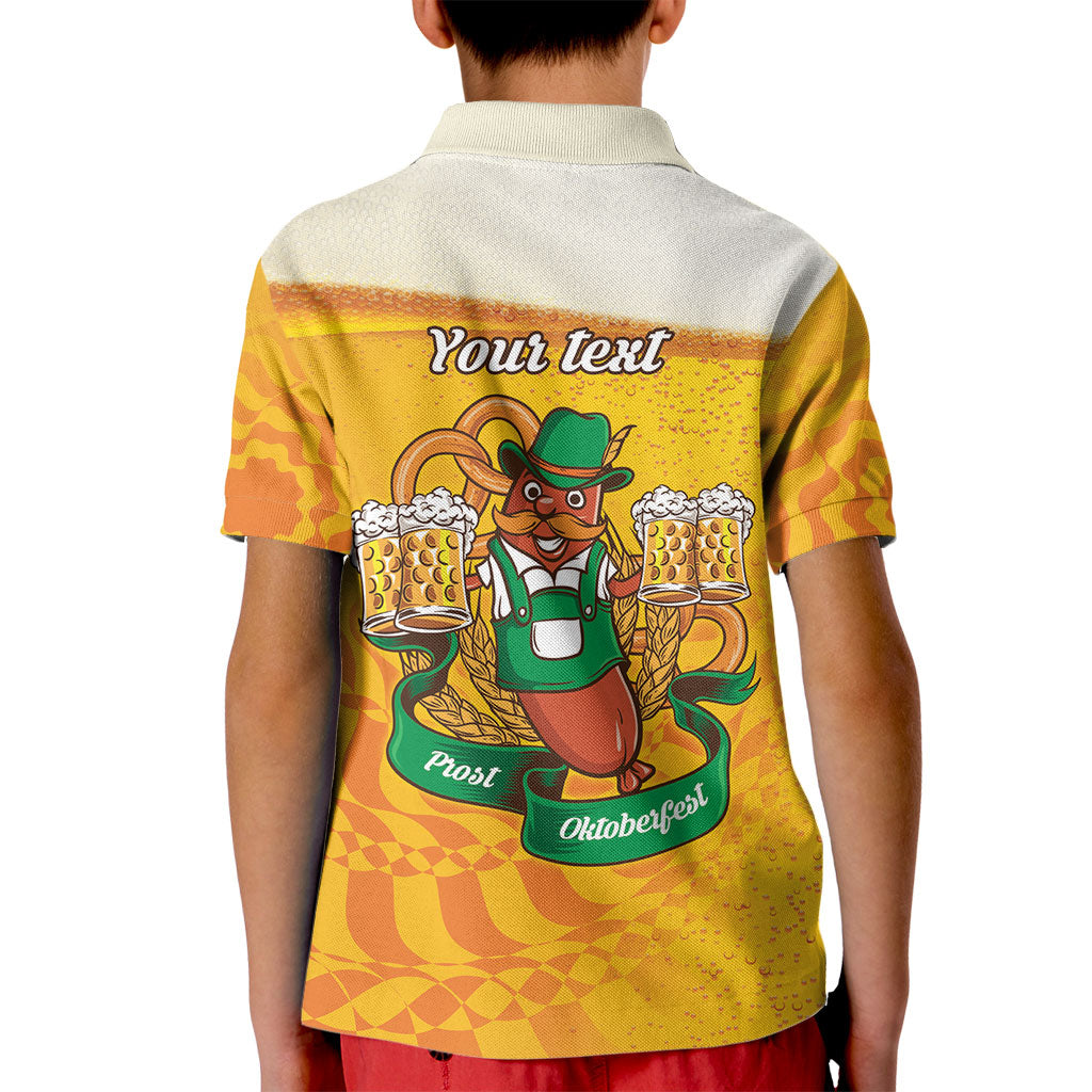 Oktoberfest Bratwurst Hotdog Personalized Kid Polo Shirt Bavarian Pattern Foam Beer Style