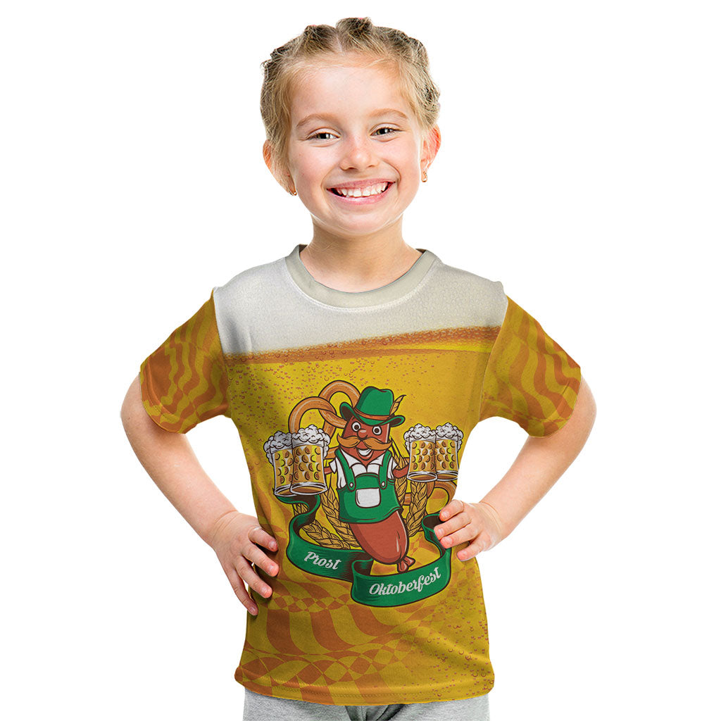 Oktoberfest Bratwurst Hotdog Personalized Kid T Shirt Bavarian Pattern Foam Beer Style