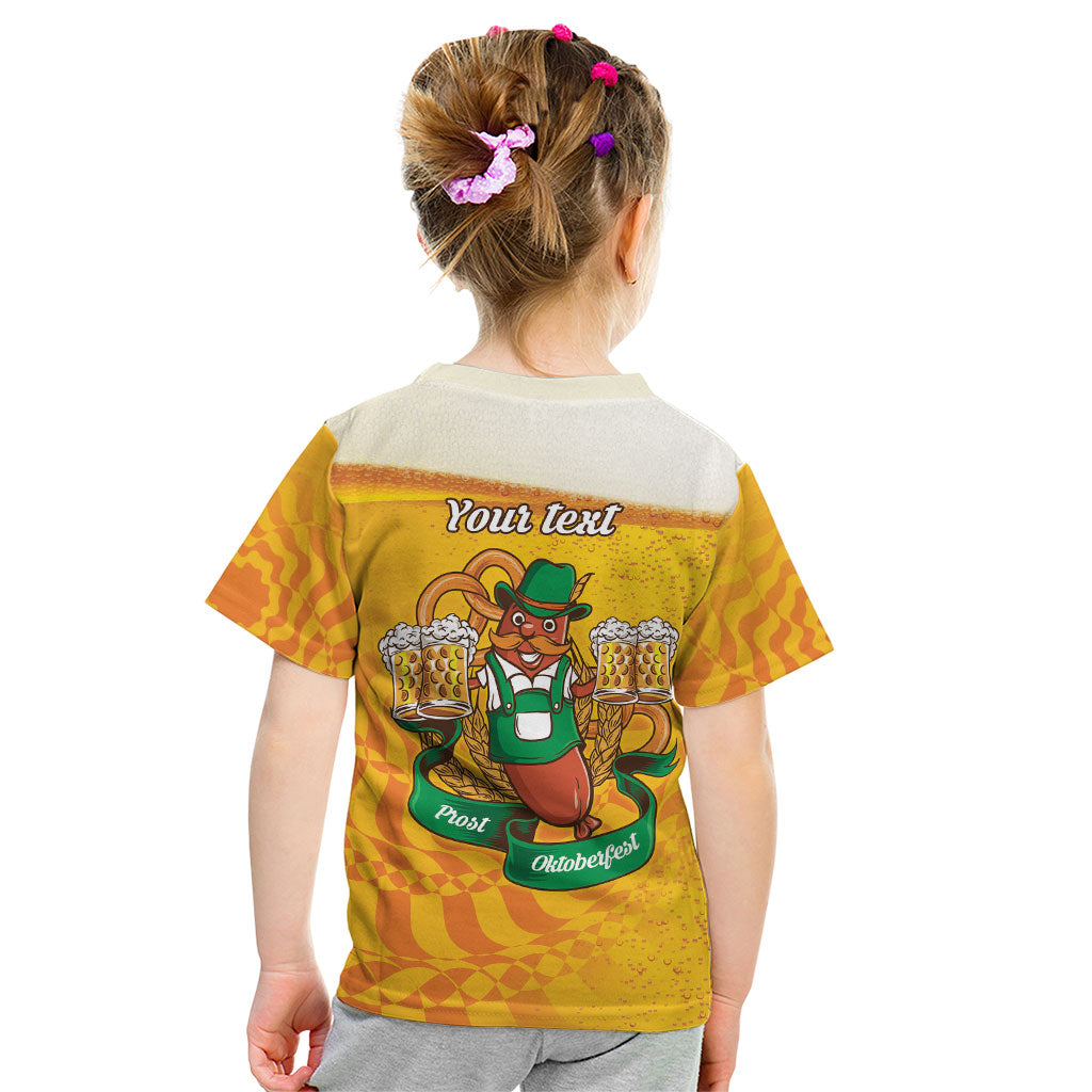 Oktoberfest Bratwurst Hotdog Personalized Kid T Shirt Bavarian Pattern Foam Beer Style