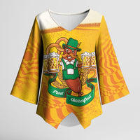 Oktoberfest Bratwurst Hotdog Personalized Kimono Sleeve Blouse Bavarian Pattern Foam Beer Style