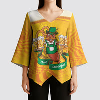 Oktoberfest Bratwurst Hotdog Personalized Kimono Sleeve Blouse Bavarian Pattern Foam Beer Style