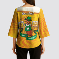 Oktoberfest Bratwurst Hotdog Personalized Kimono Sleeve Blouse Bavarian Pattern Foam Beer Style