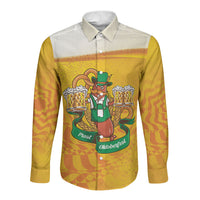Oktoberfest Bratwurst Hotdog Personalized Long Sleeve Button Shirt Bavarian Pattern Foam Beer Style