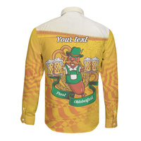 Oktoberfest Bratwurst Hotdog Personalized Long Sleeve Button Shirt Bavarian Pattern Foam Beer Style