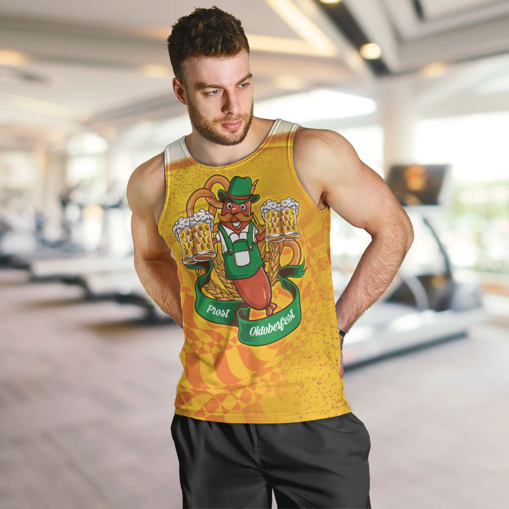 Oktoberfest Bratwurst Hotdog Personalized Men Tank Top Bavarian Pattern Foam Beer Style