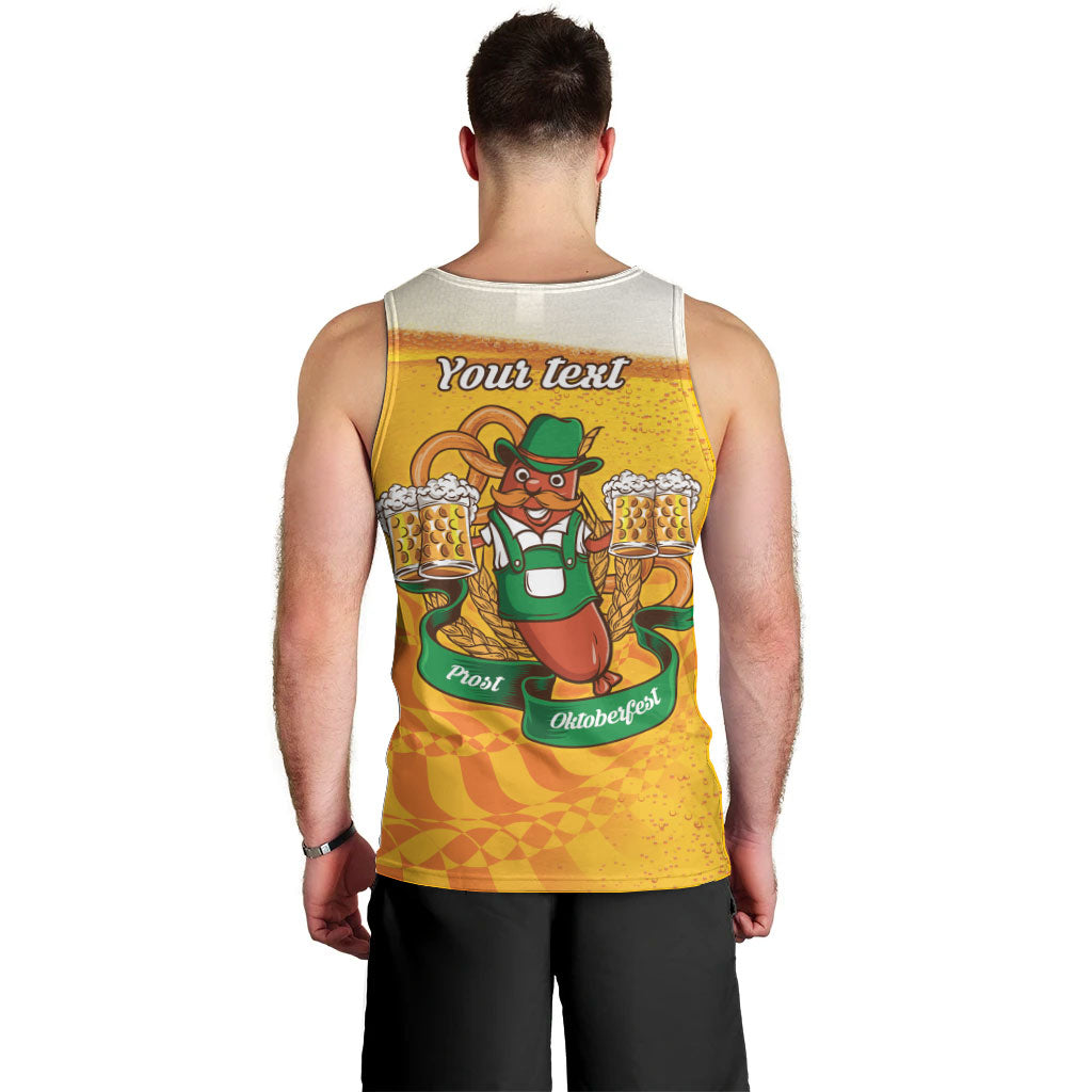 Oktoberfest Bratwurst Hotdog Personalized Men Tank Top Bavarian Pattern Foam Beer Style