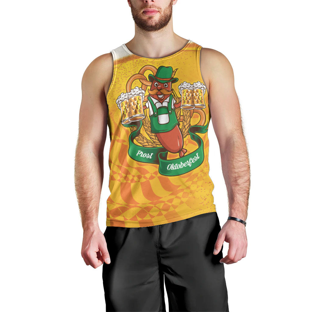 Oktoberfest Bratwurst Hotdog Personalized Men Tank Top Bavarian Pattern Foam Beer Style