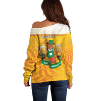 Oktoberfest Bratwurst Hotdog Personalized Off Shoulder Sweater Bavarian Pattern Foam Beer Style