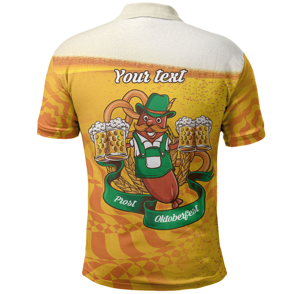 Oktoberfest Bratwurst Hotdog Personalized Polo Shirt Bavarian Pattern Foam Beer Style