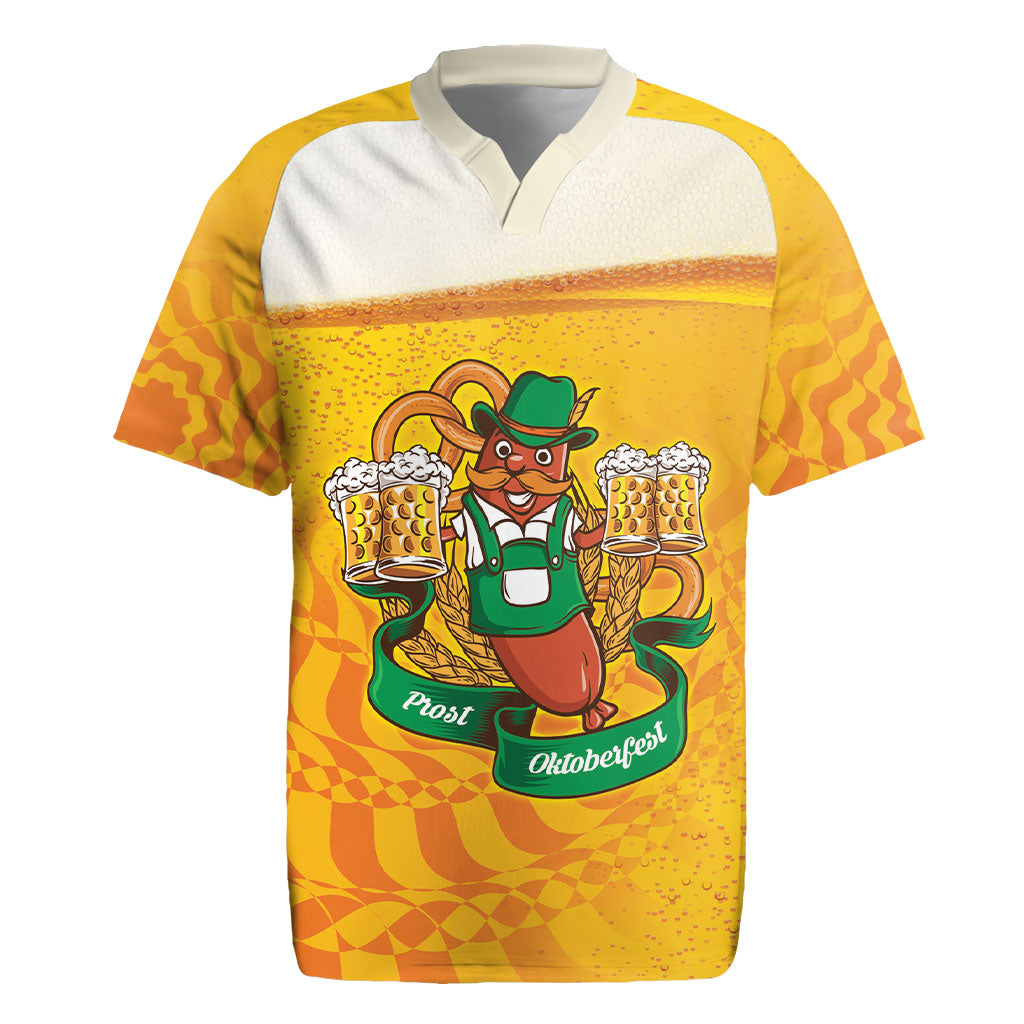 Oktoberfest Bratwurst Hotdog Personalized Rugby Jersey Bavarian Pattern Foam Beer Style