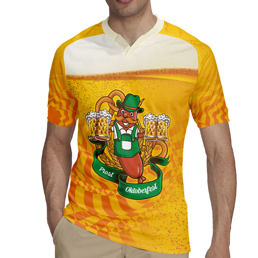 Oktoberfest Bratwurst Hotdog Personalized Rugby Jersey Bavarian Pattern Foam Beer Style