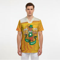 Oktoberfest Bratwurst Hotdog Personalized Scrub Top Bavarian Pattern Foam Beer Style