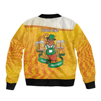 Oktoberfest Bratwurst Hotdog Personalized Sleeve Zip Bomber Jacket Bavarian Pattern Foam Beer Style