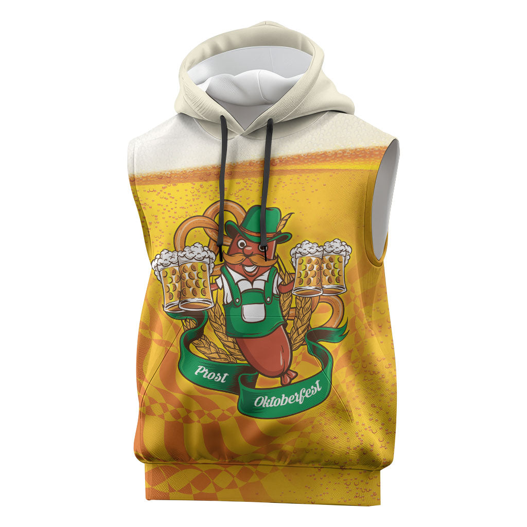 Oktoberfest Bratwurst Hotdog Personalized Sleeveless Hoodie Bavarian Pattern Foam Beer Style