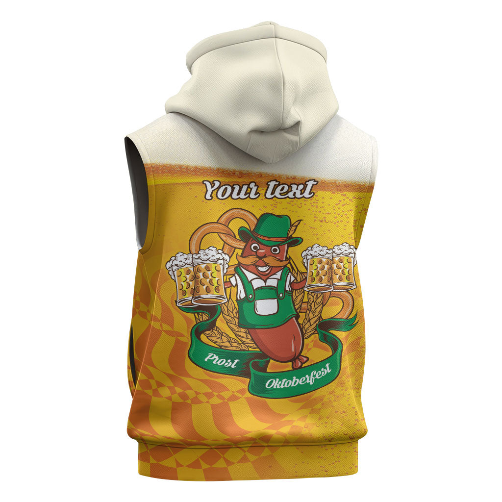 Oktoberfest Bratwurst Hotdog Personalized Sleeveless Hoodie Bavarian Pattern Foam Beer Style