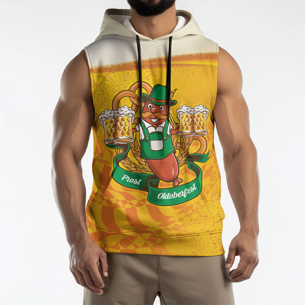 Oktoberfest Bratwurst Hotdog Personalized Sleeveless Hoodie Bavarian Pattern Foam Beer Style