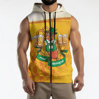 Oktoberfest Bratwurst Hotdog Personalized Sleeveless Zip Hoodie Bavarian Pattern Foam Beer Style
