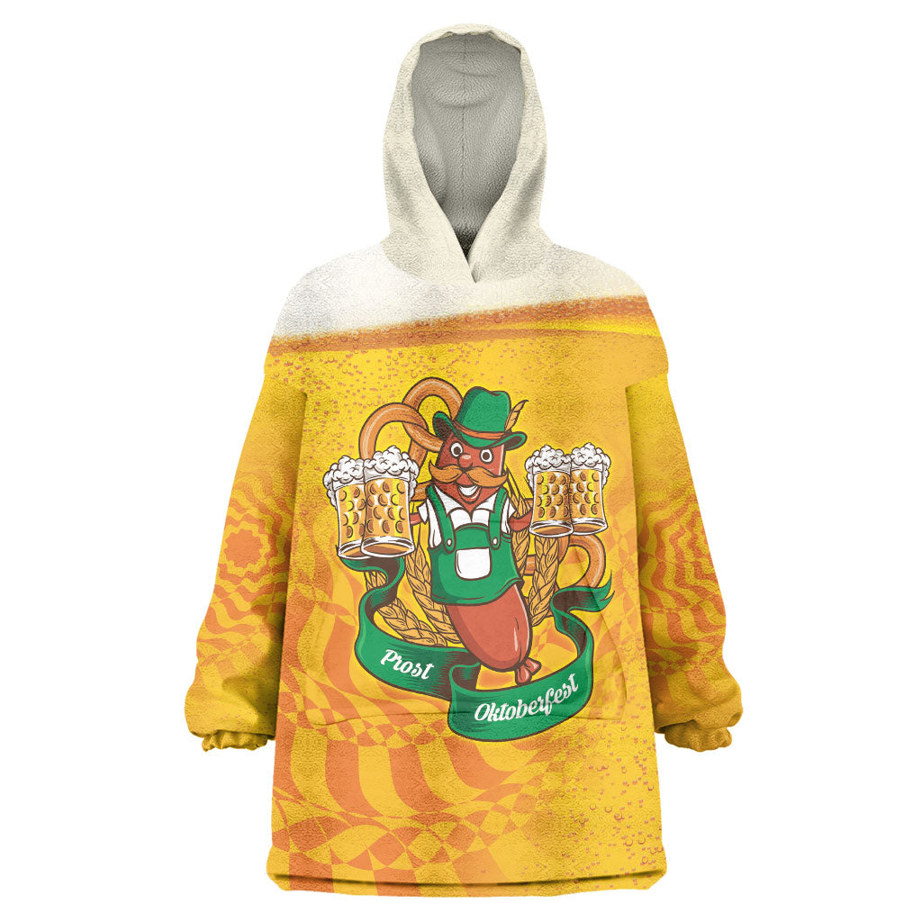 Oktoberfest Bratwurst Hotdog Personalized Wearable Blanket Hoodie Bavarian Pattern Foam Beer Style