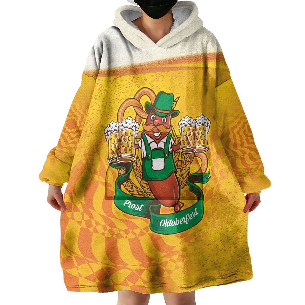 Oktoberfest Bratwurst Hotdog Personalized Wearable Blanket Hoodie Bavarian Pattern Foam Beer Style